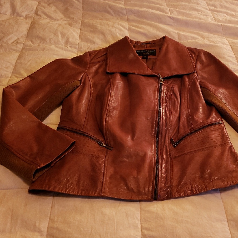 Light brown Leather Moto Jacket